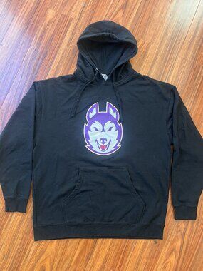 UW Purple Husky Logo Black Hoodie Sweatshirt XXL